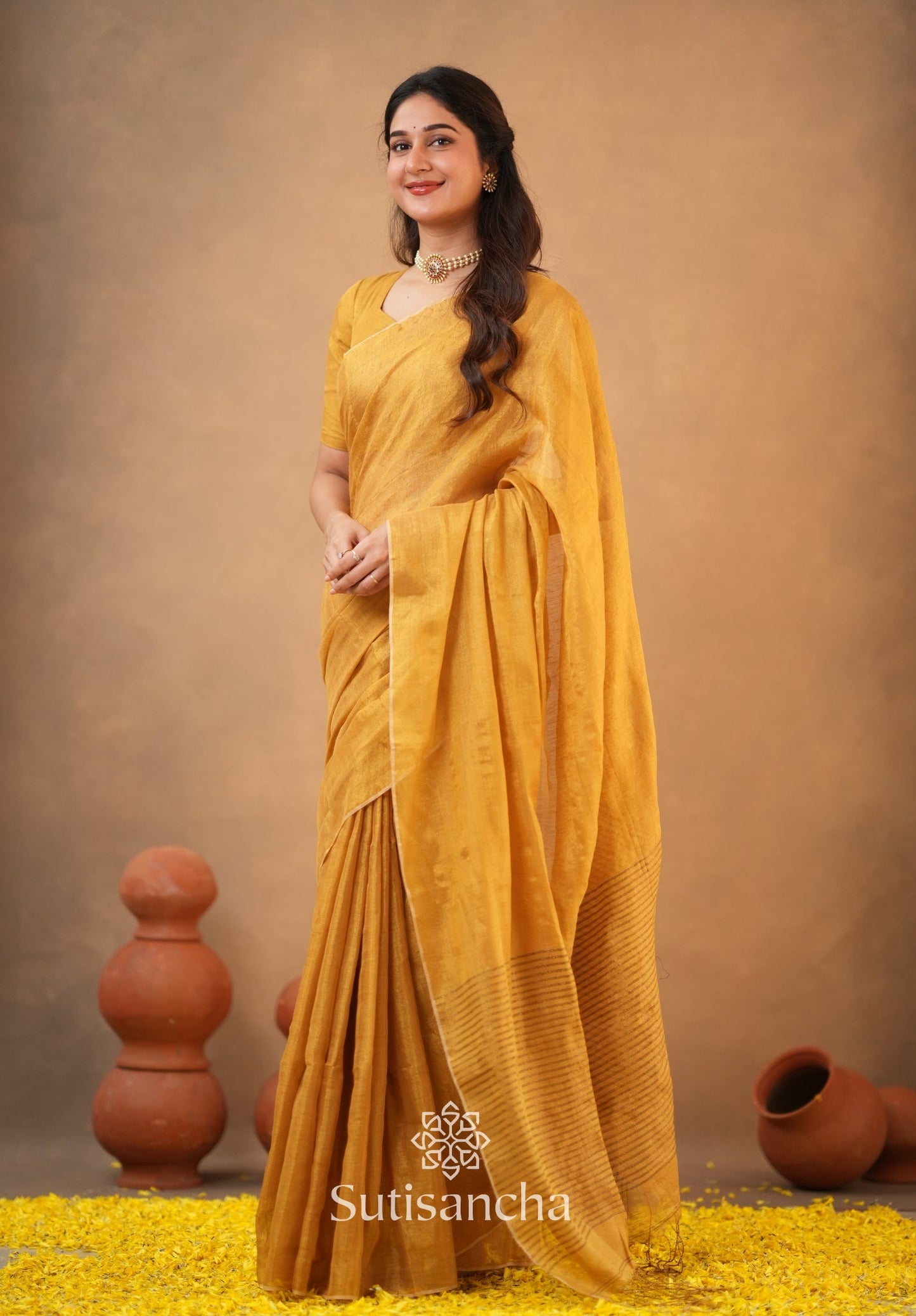 Dhiyona SS Tissue Charm Light and Lustrous Linen Saree