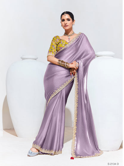 Dhiyona KM Women Purple Elegance “ Pure Silk Saree With Crushed Texture