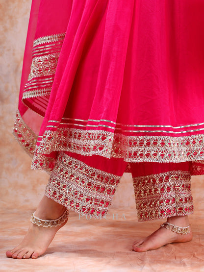 Dil Kash Hot Pink Anarkali Set