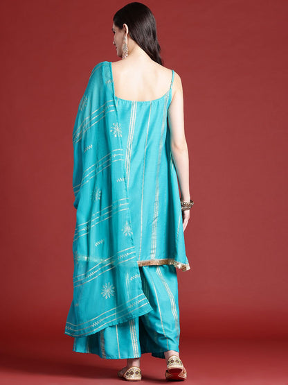 Dhiyona AN Ethnic Motifs Print Gotta Patti Kurta with Sharara & Dupatta