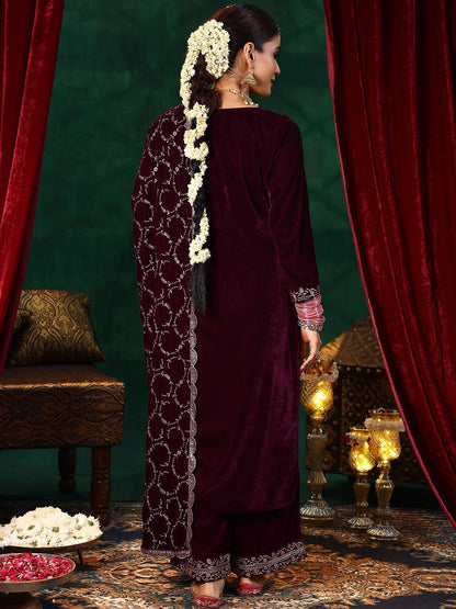 Dhiyona LL Women Solid Embroidered Kurta with Palazzo & Dupatta