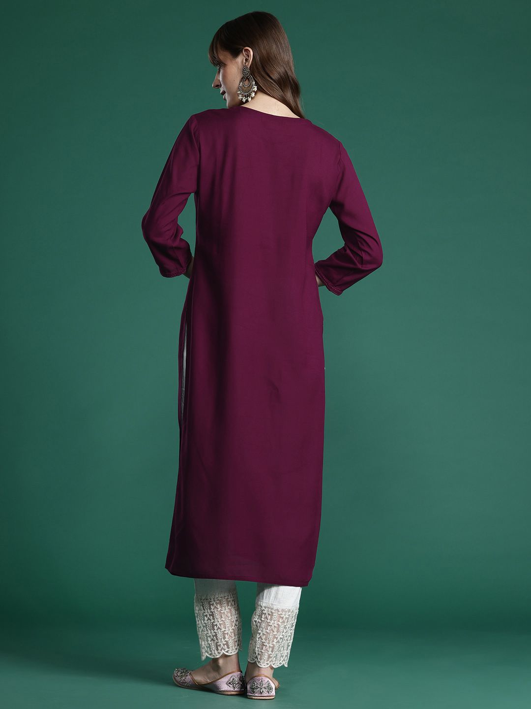 Dhiyona IE Floral Embroidered Thread Work Kurta