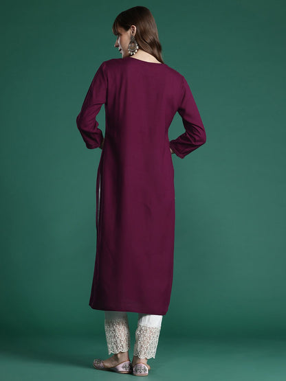 Dhiyona IE Floral Embroidered Thread Work Kurta