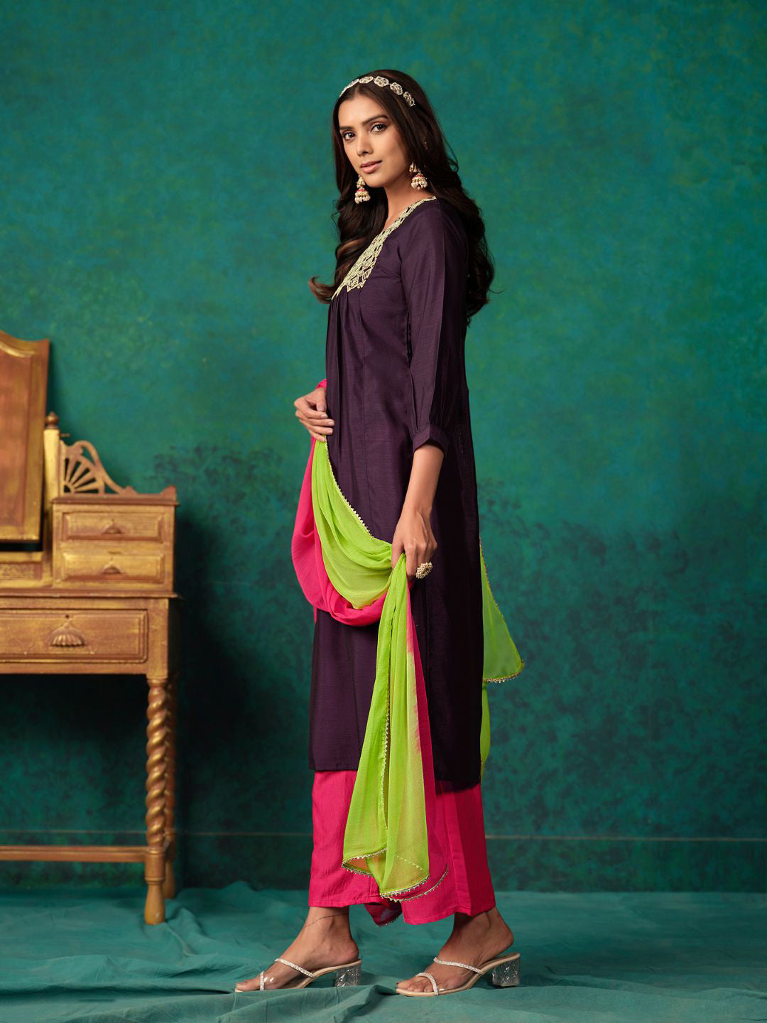 Embroidered Kurta Set With Dupatta