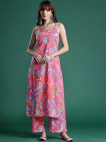 Floral Printed Pure Cotton Kurta with Palazzos