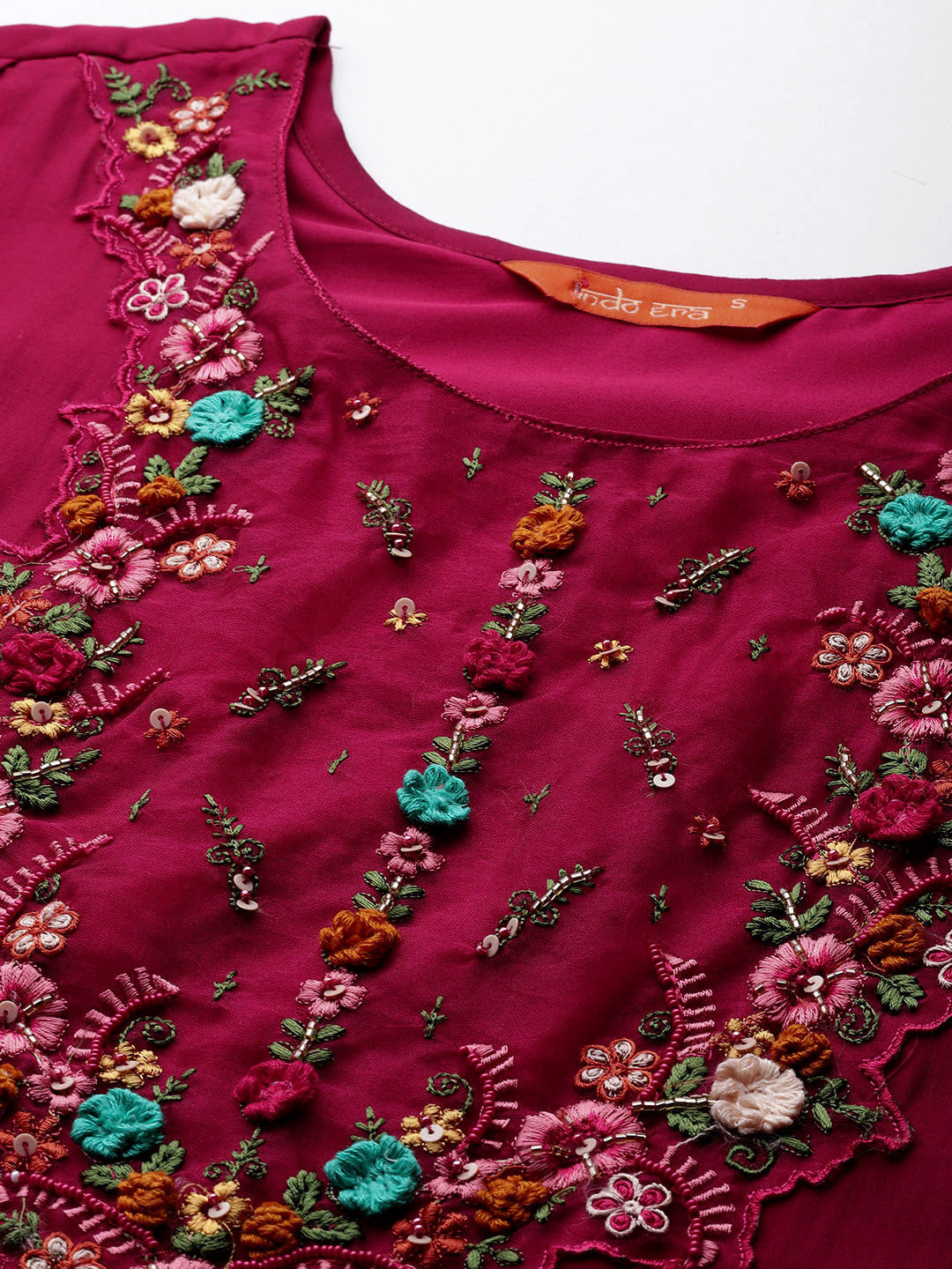 Floral Embroidered Regular Thread Work Kurta with Trousers & Dupatta