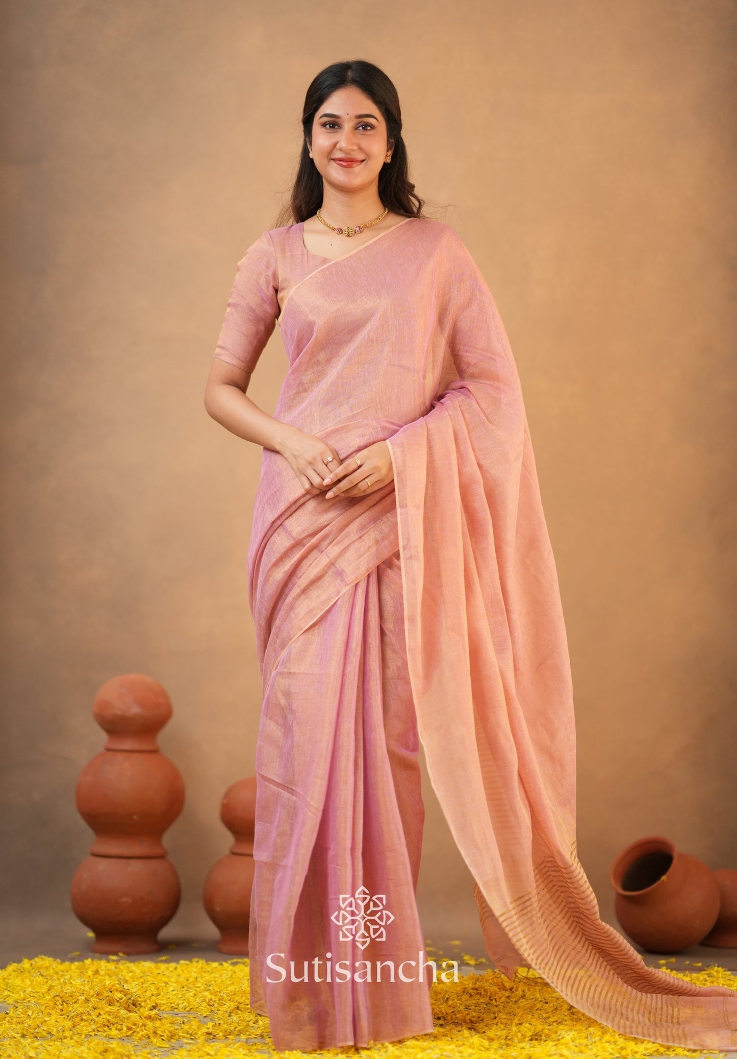 Dhiyona SS Tissue Charm Light and Lustrous Linen Saree