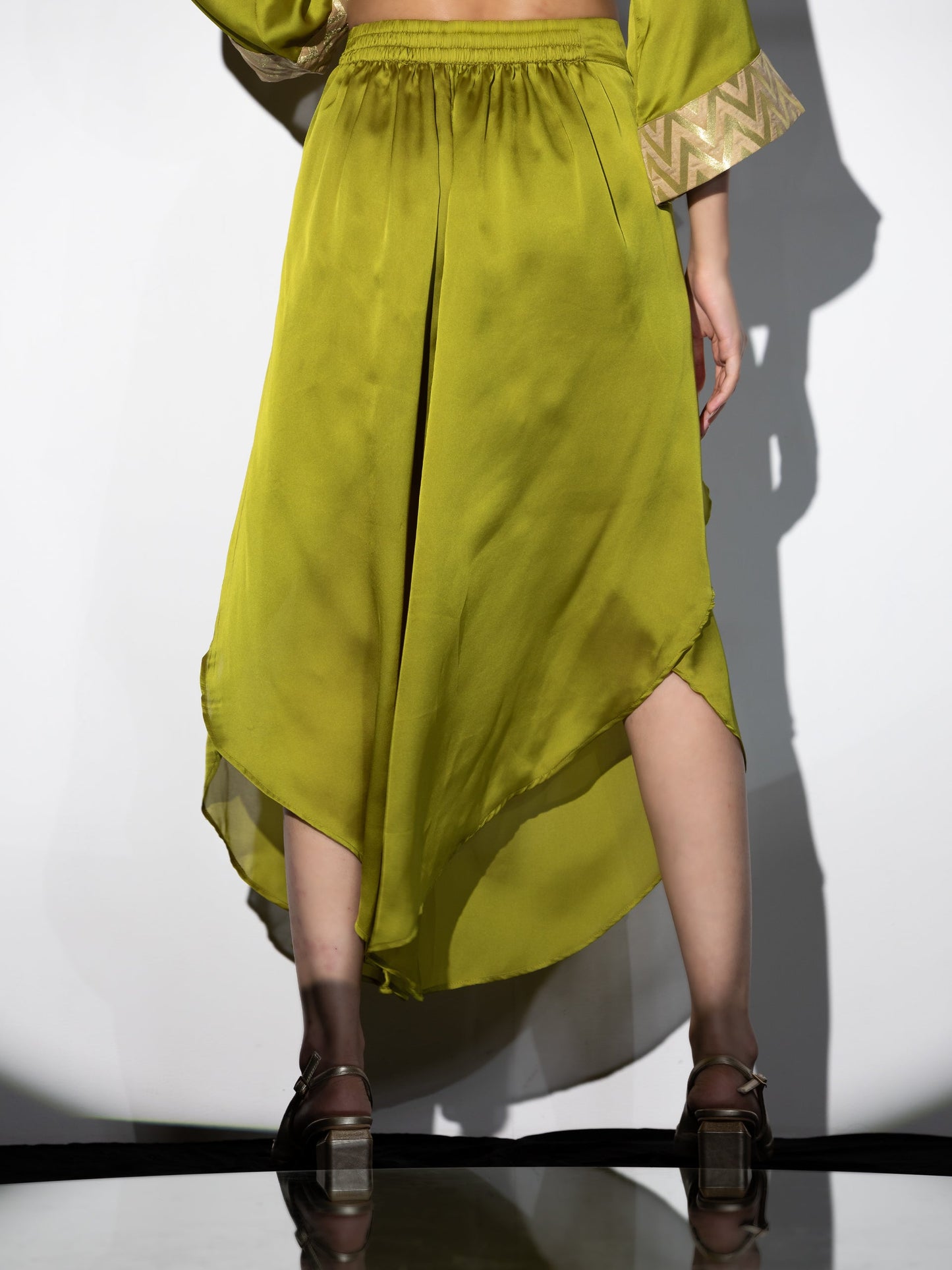 Dhiyona ST 1 pc - Lime Green Satin Dhoti Pant