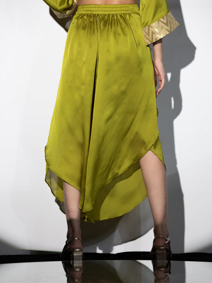 Dhiyona ST 1 pc - Lime Green Satin Dhoti Pant