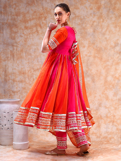 Dil Kash Orange Pink Double Shade Anarkali