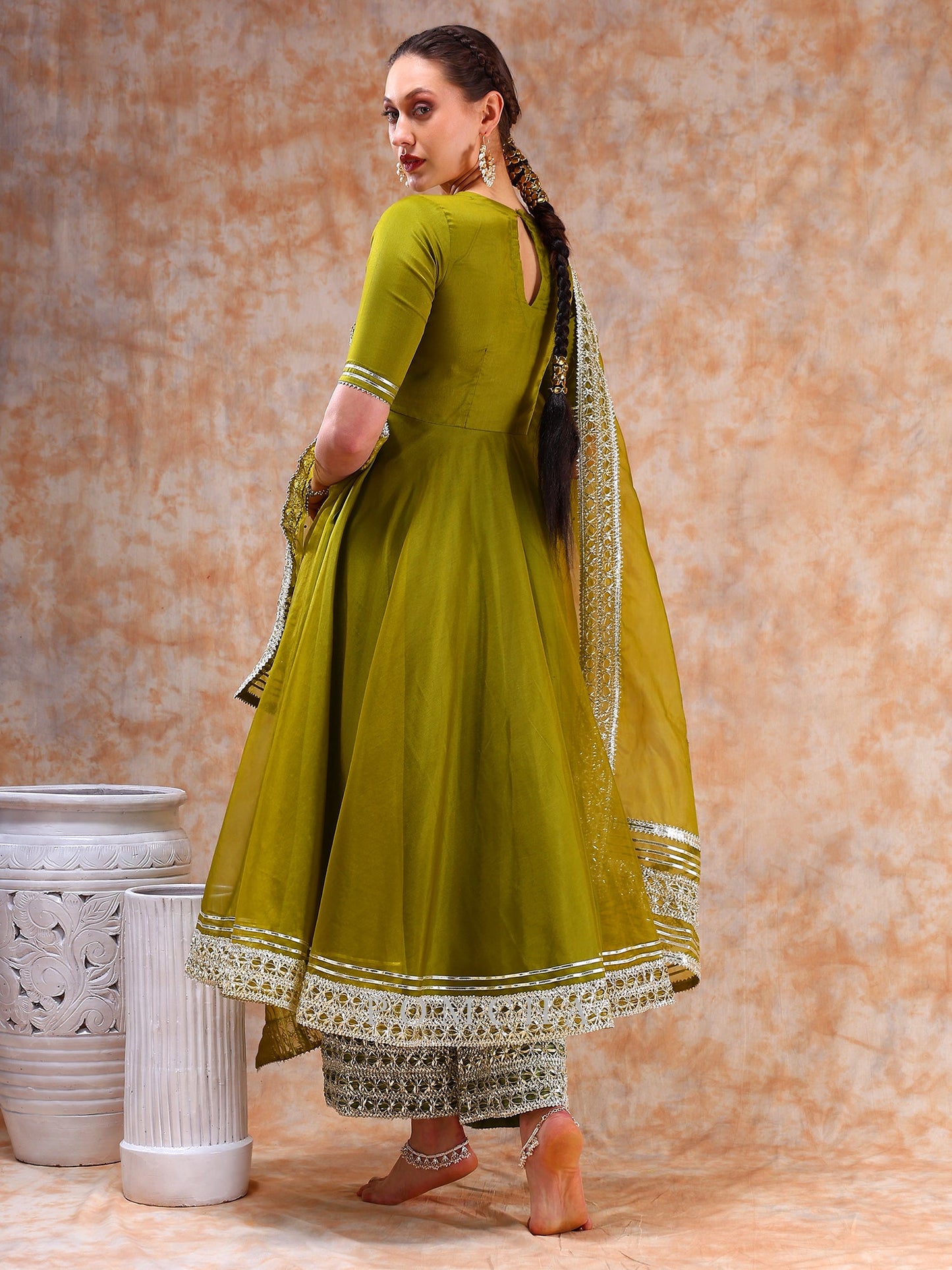 Dil Kash Mehendi Green Anarkali Set