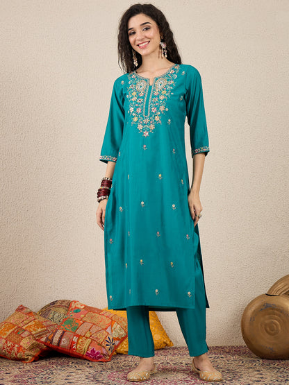 Dhiyona VV VredeVogel Women Kurta and Trousers Pant Set Silk Blend