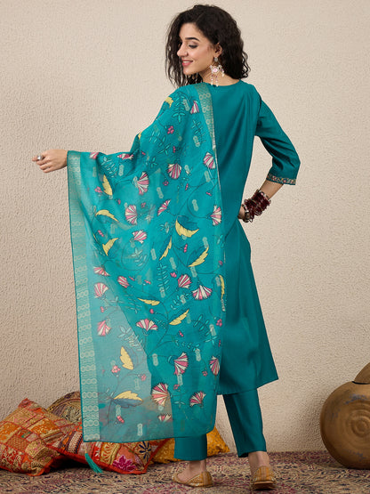 Dhiyona VV VredeVogel Women Kurta and Trousers Pant Set Silk Blend