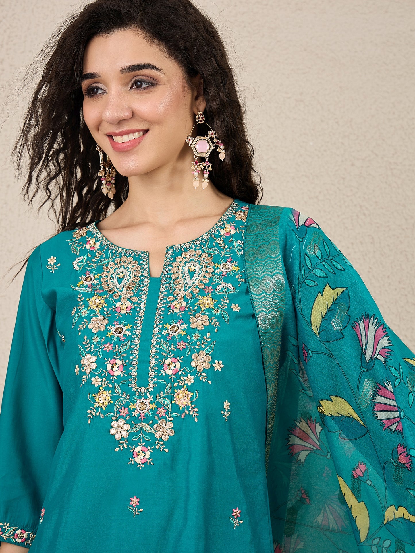 Dhiyona VV VredeVogel Women Kurta and Trousers Pant Set Silk Blend
