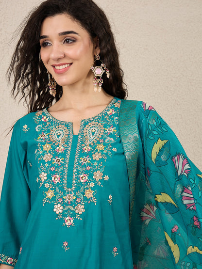 Dhiyona VV VredeVogel Women Kurta and Trousers Pant Set Silk Blend
