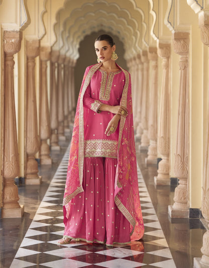 Umaira Rouge full work gharara suit set