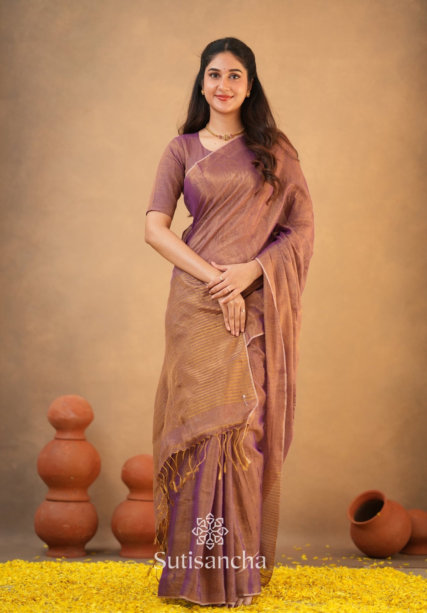 Dhiyona SS Tissue Charm Light and Lustrous Linen Saree