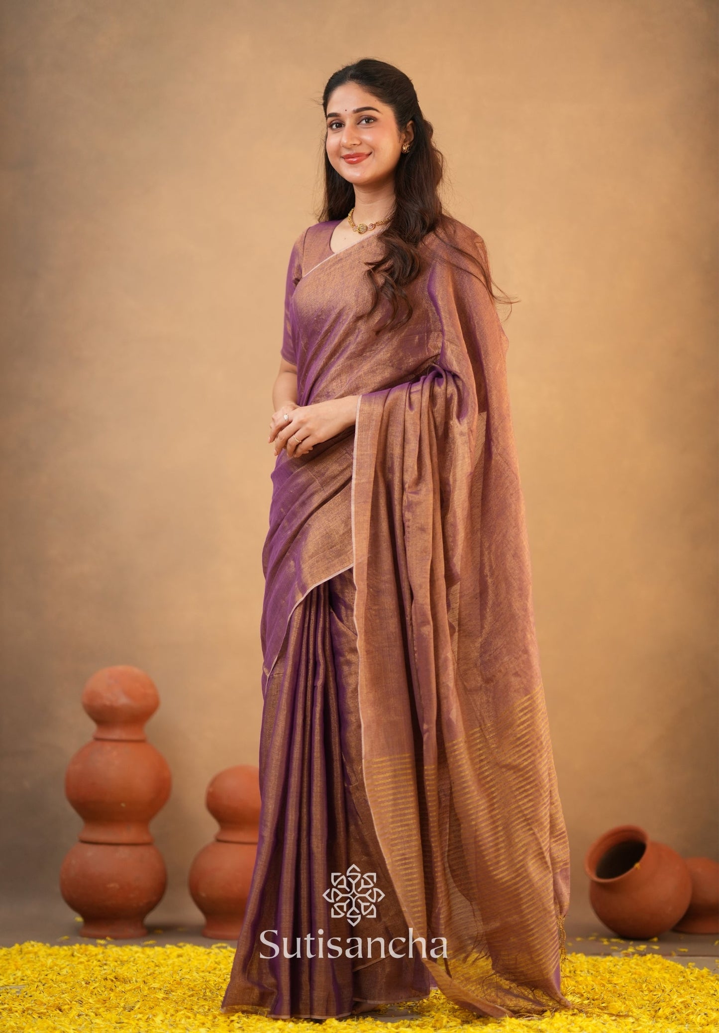Dhiyona SS Tissue Charm Light and Lustrous Linen Saree