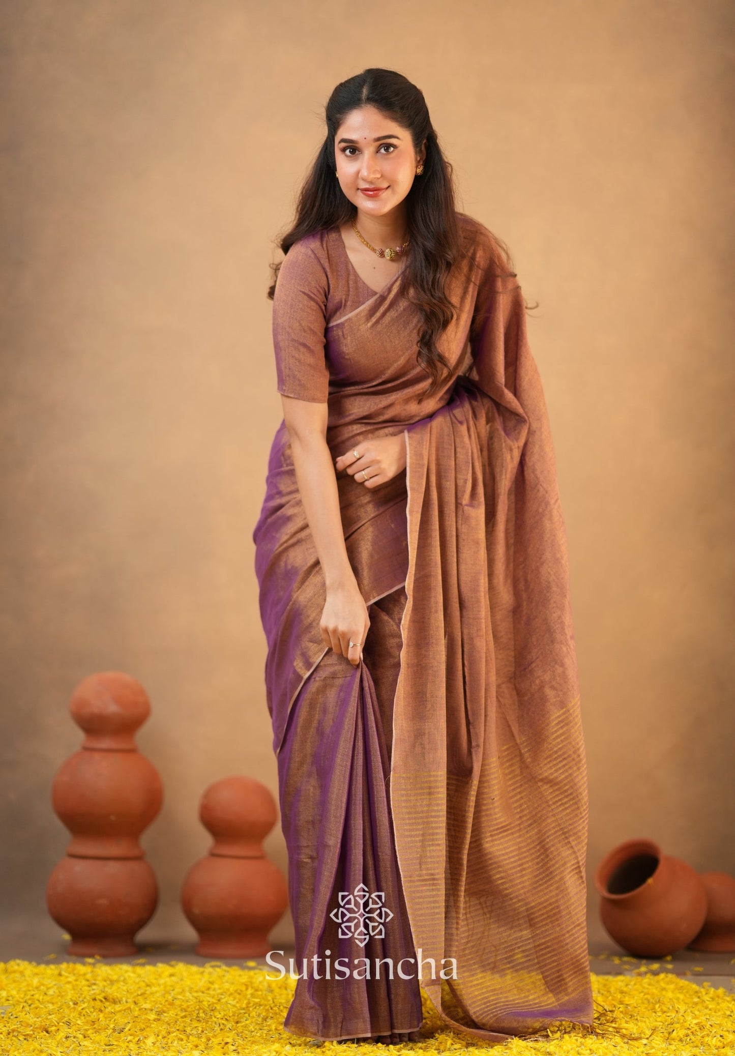 Dhiyona SS Tissue Charm Light and Lustrous Linen Saree