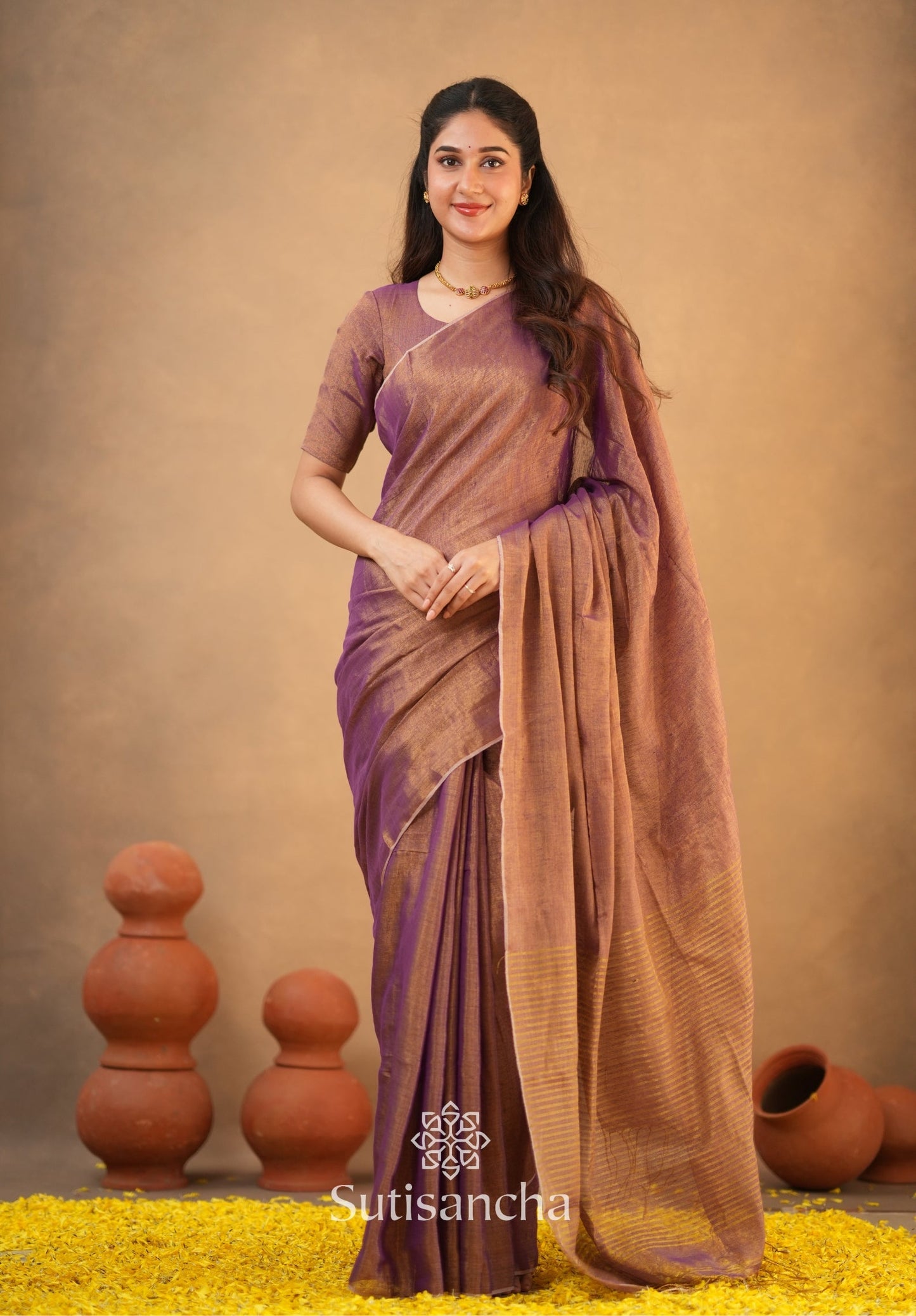 Dhiyona SS Tissue Charm Light and Lustrous Linen Saree