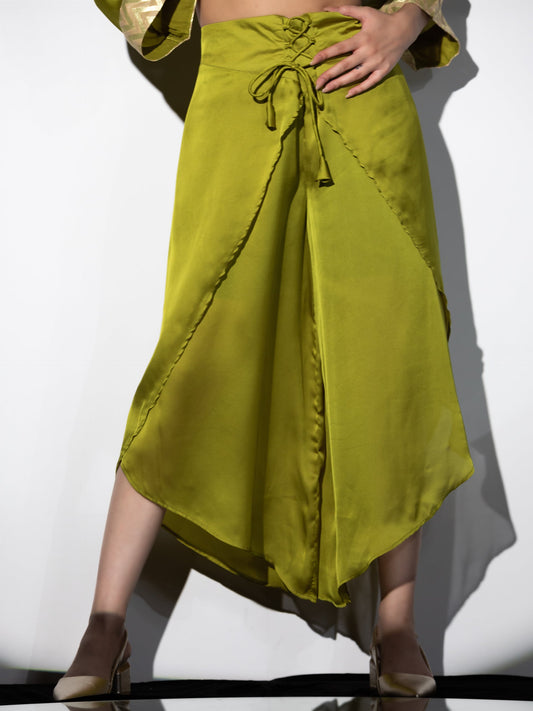 Dhiyona ST 1 pc - Lime Green Satin Dhoti Pant