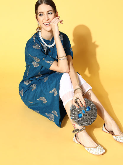 Printed Cotton Blend Kurta Set