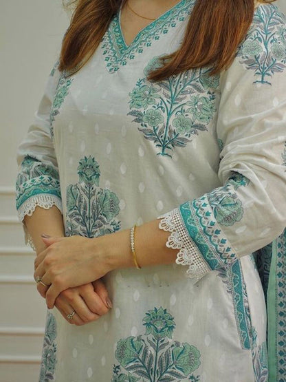 Dhiyona KL Women Floral Printed Regular Pure Cotton Kurta with Palazzos & With Dupatta