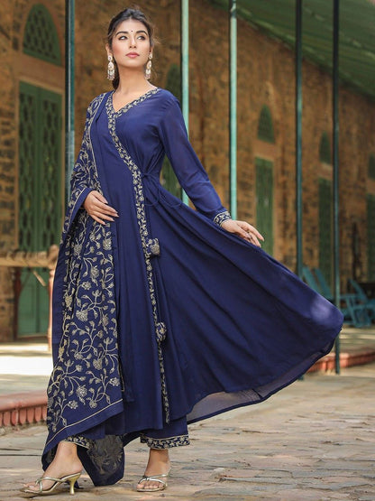 Dhiyona KL Angrakha Kurta with Trousers & Dupatta