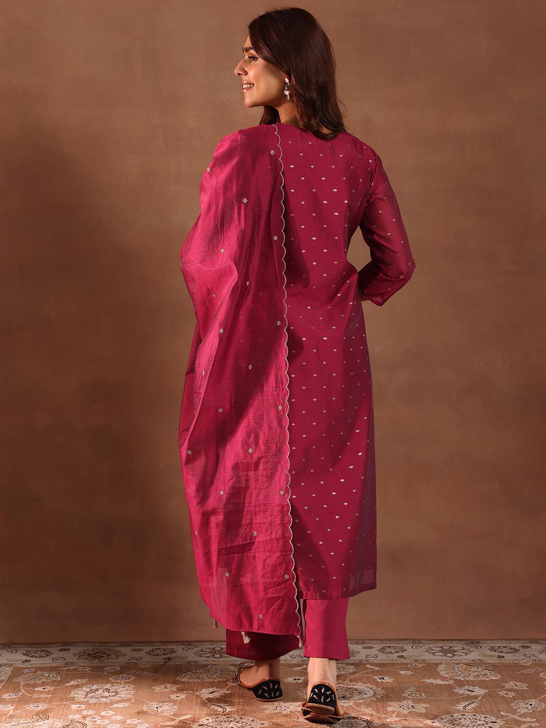 Dhiyona LL Women Ethnic Motifs Embroidered Kurta with Palazzo & Dupatta