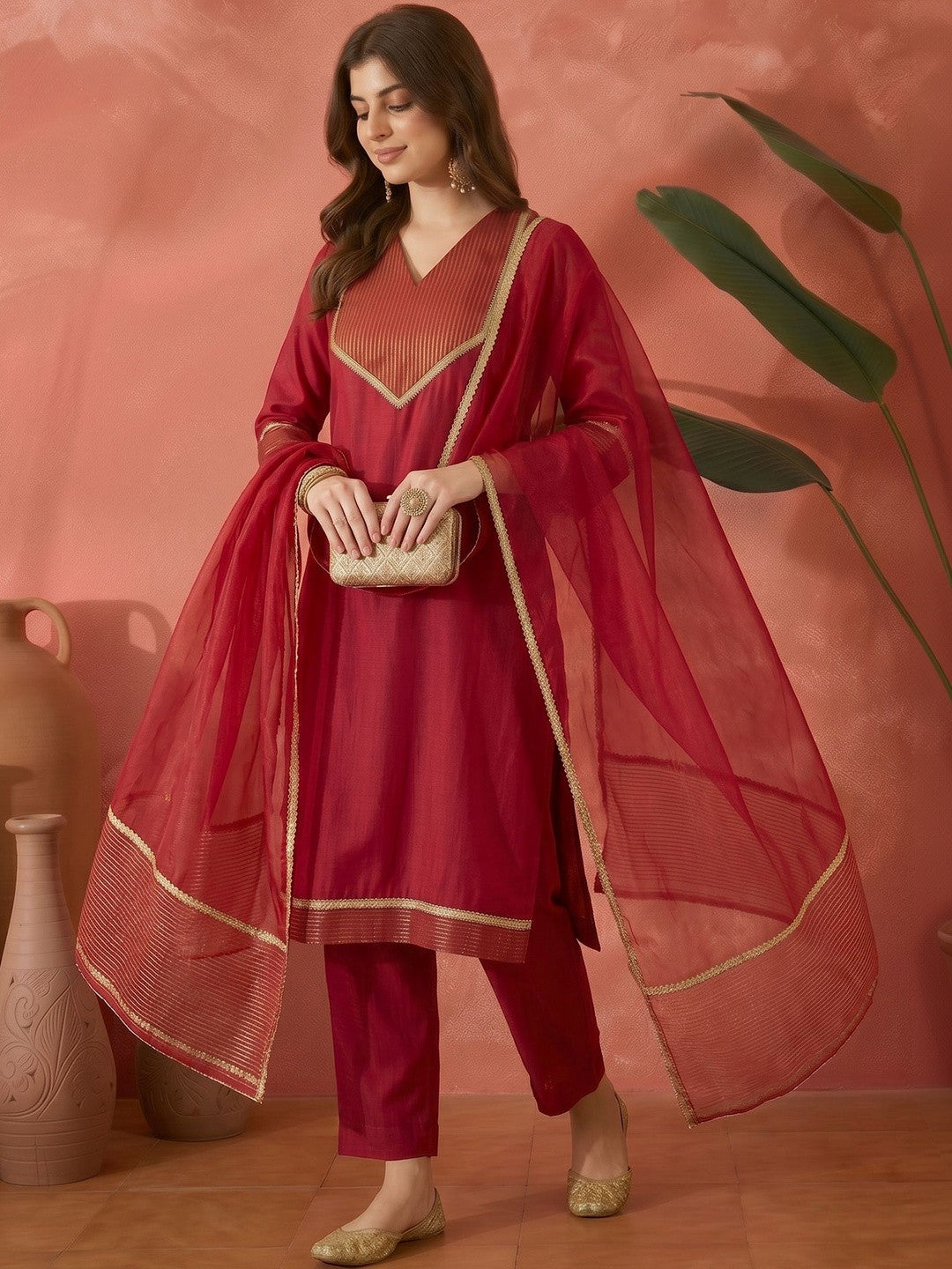 Embroidered Round Neck Kurta Sets