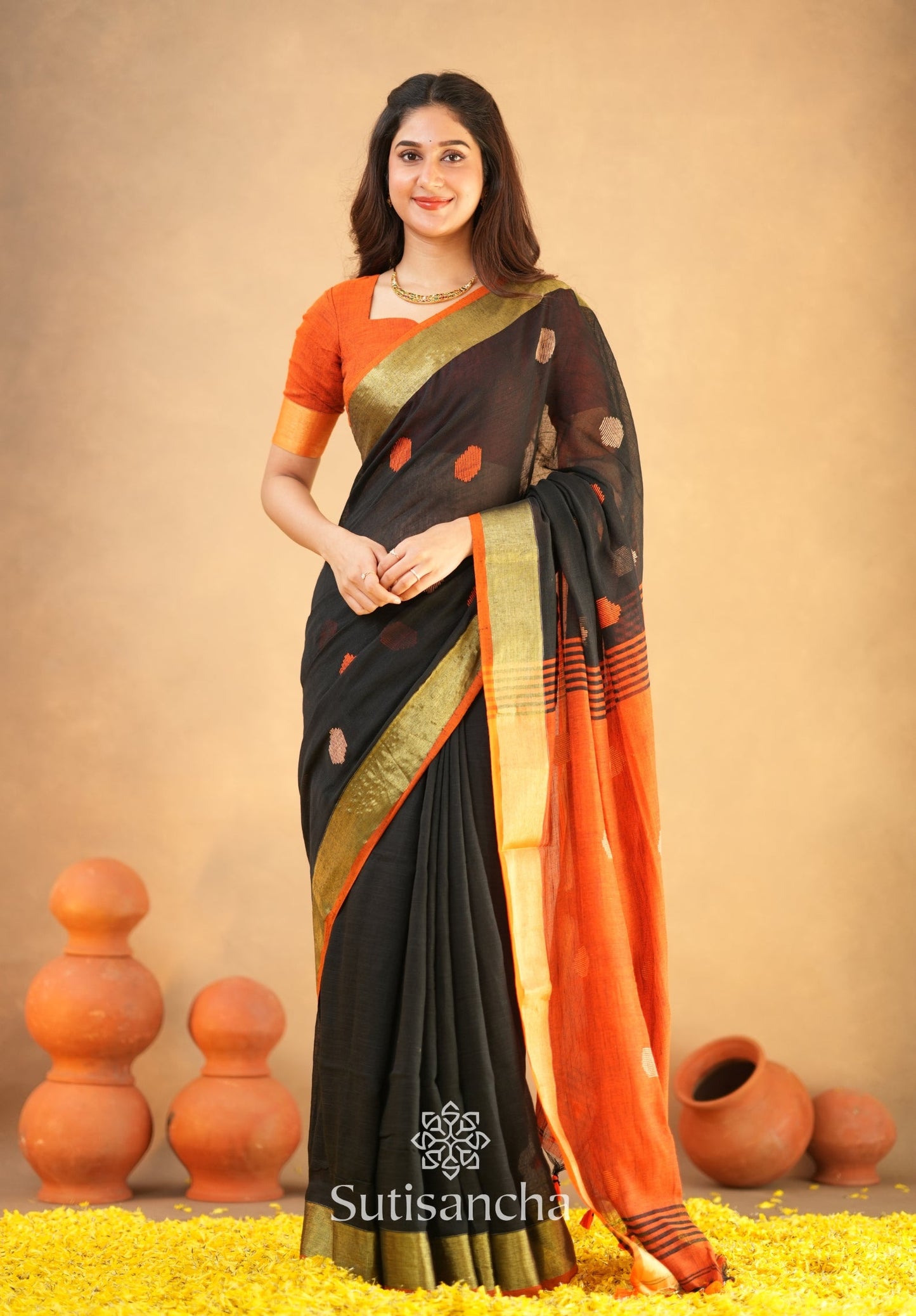 Dhiyona SS Sutisancha Woven Heritage Handloom Cotton Saree