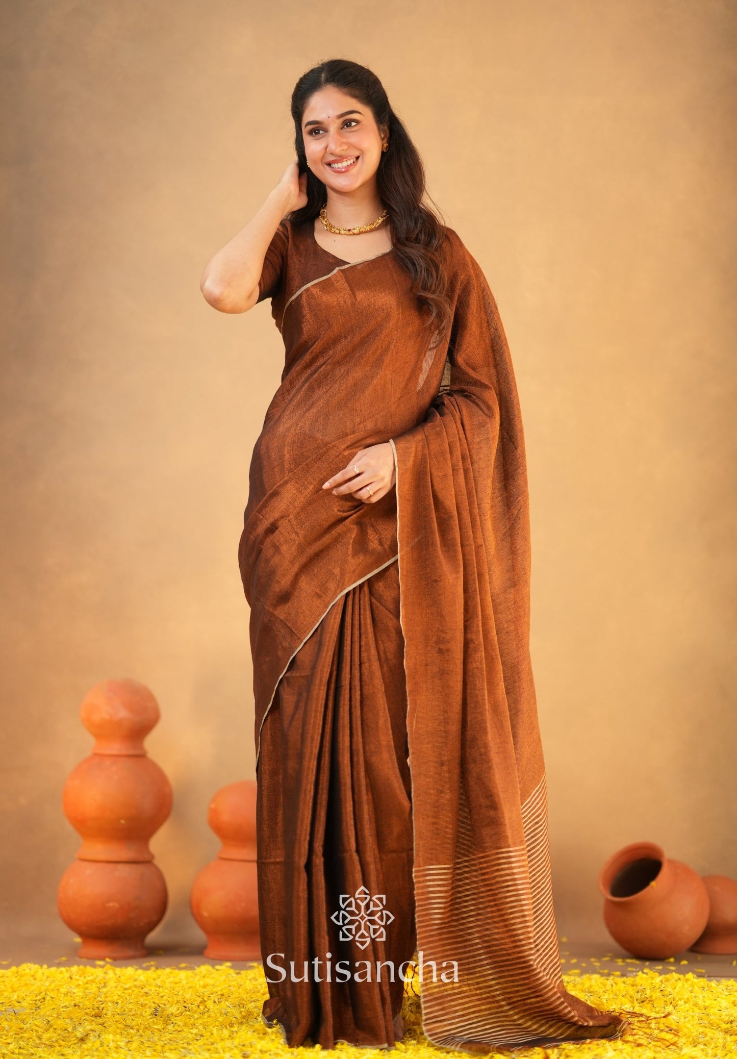 Dhiyona SS Tissue Charm Light and Lustrous Linen Saree