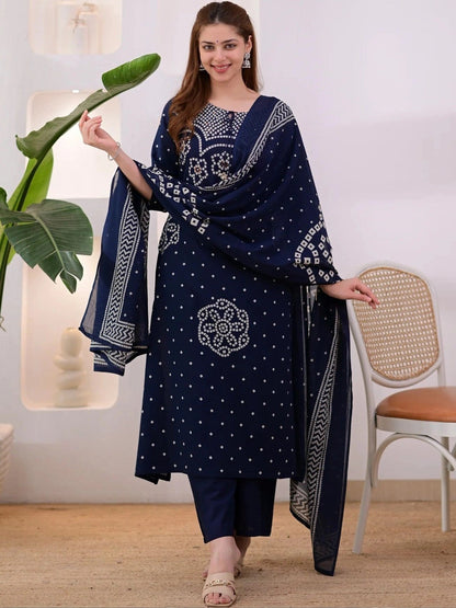 Women Ethnic Motifs Printed Regular Pure Cotton Kurta with Palazzos & With Dupatta