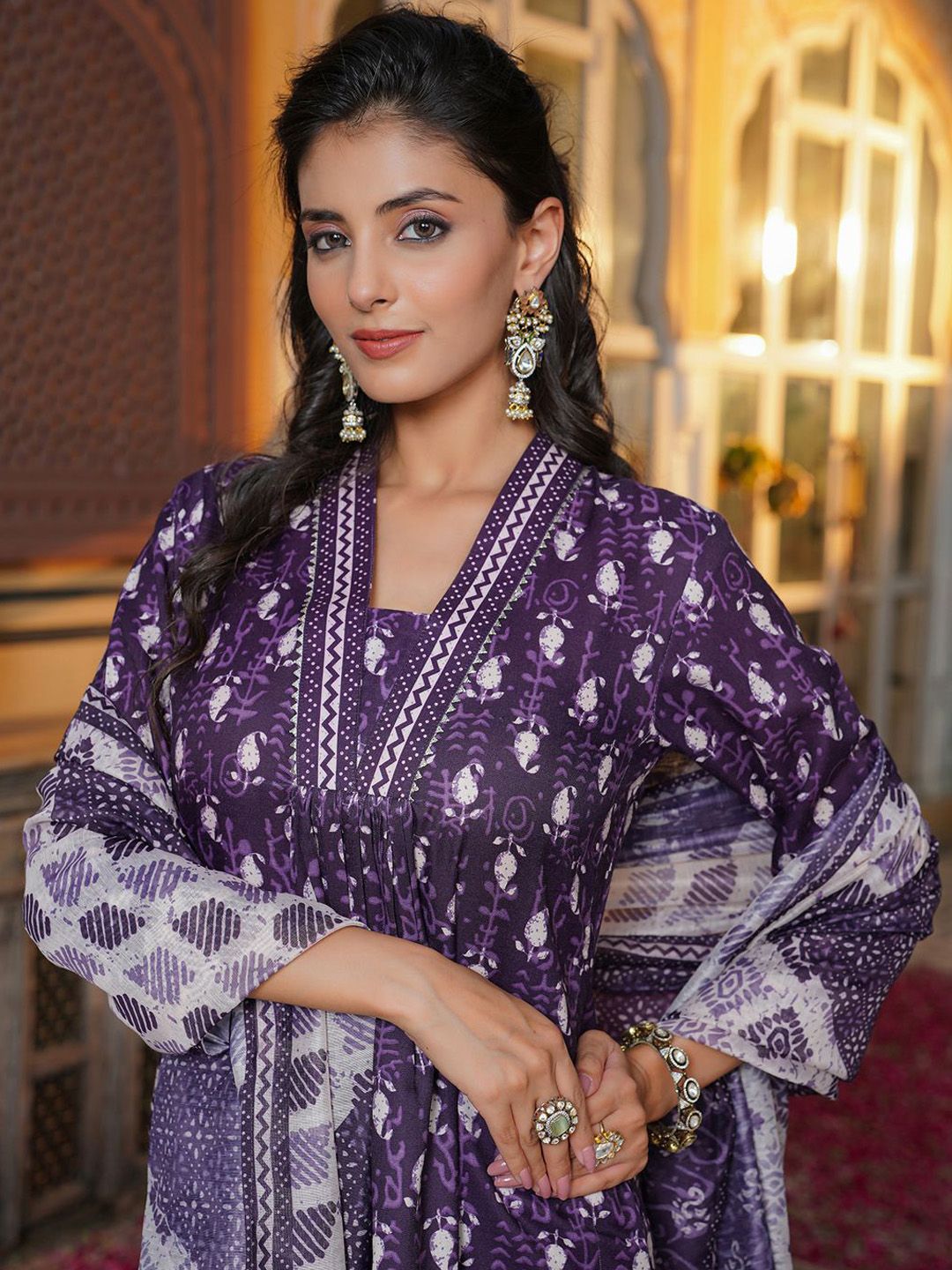 Dhiyona KL Women Paisley Printed Regular Kurta with Palazzos & Dupatta