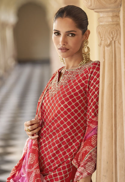 Umaira Crimson full work gharara suit set