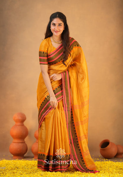 Dhiyona SS South Charm Tissue Cotton Saree with Traditional Border