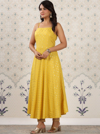 Dhiyona OD  Floral Printed Shoulder Straps Anarkali Kurta