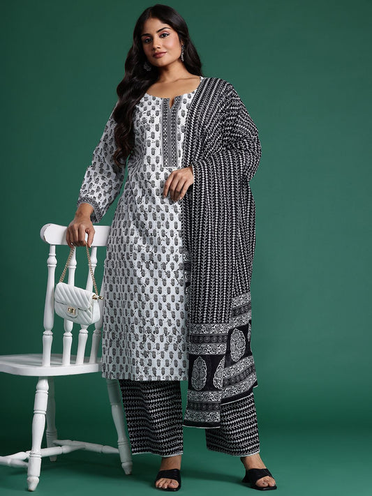 Dhiyona Women's Floral Printed Kurta with Trousers & Dupatta