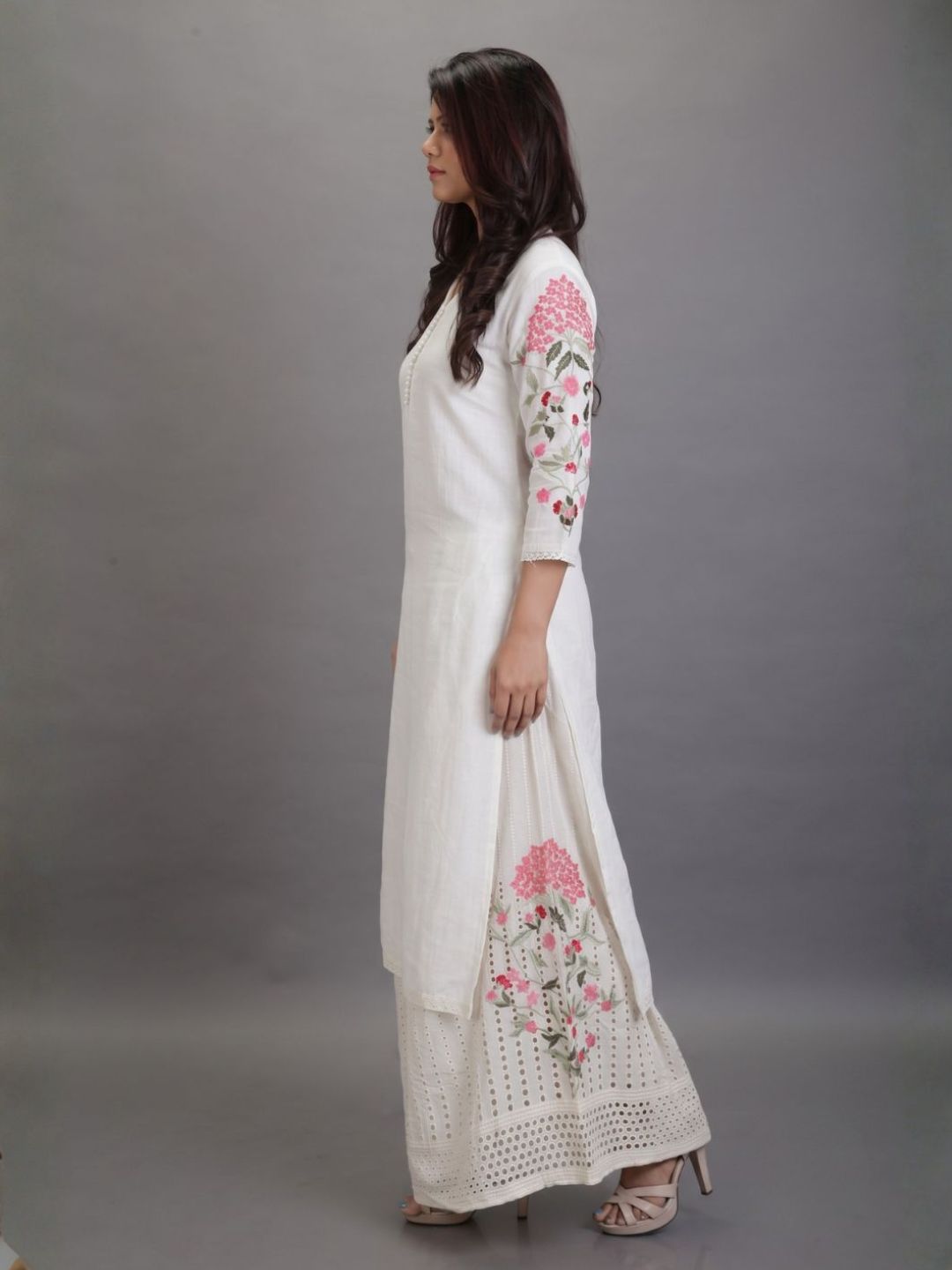 Cotton Embroidred Kurta with Heavy Hakoba embroidered Pallazos
