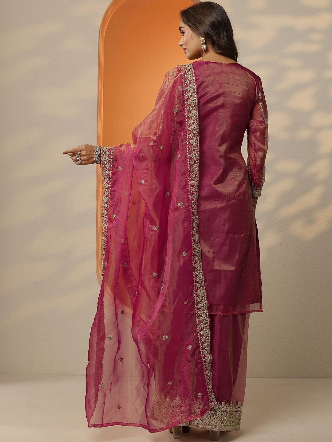 Dhiyona LL Women Ethnic Motifs Embroidered Regular Kurta with Palazzos & With Dupatta
