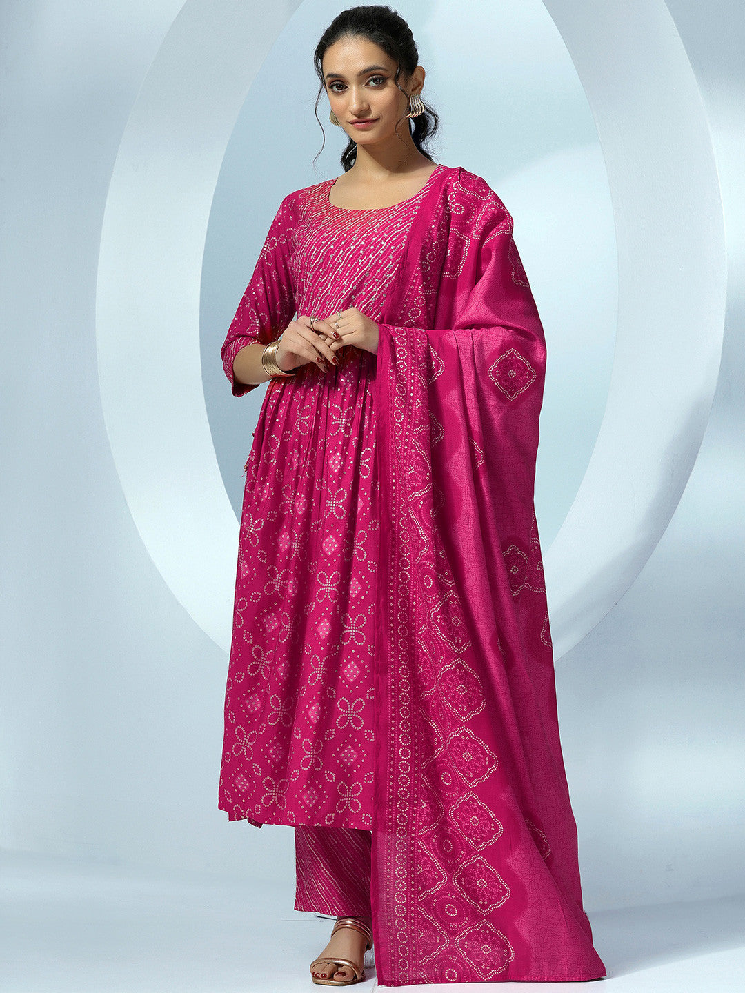 Women Ethnic Motifs Printed Empire Kurta with Trousers & With Dupatta