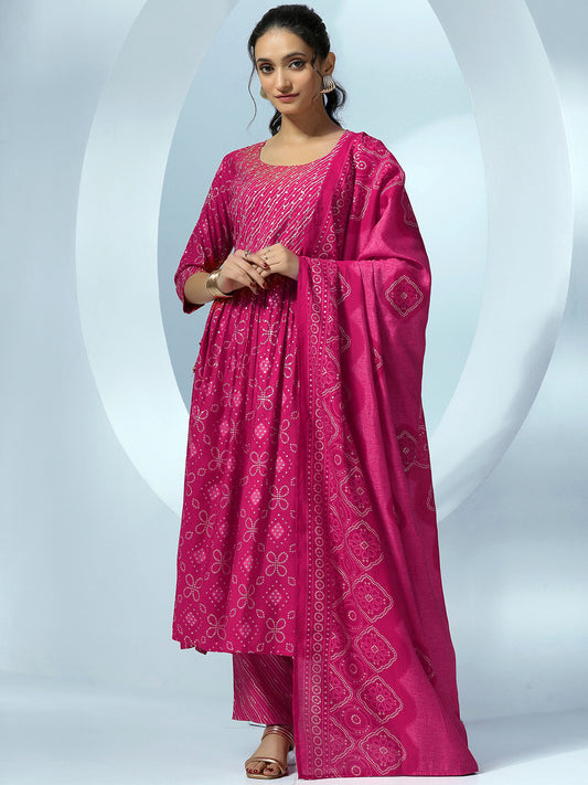 Women Ethnic Motifs Printed Empire Kurta with Trousers & With Dupatta