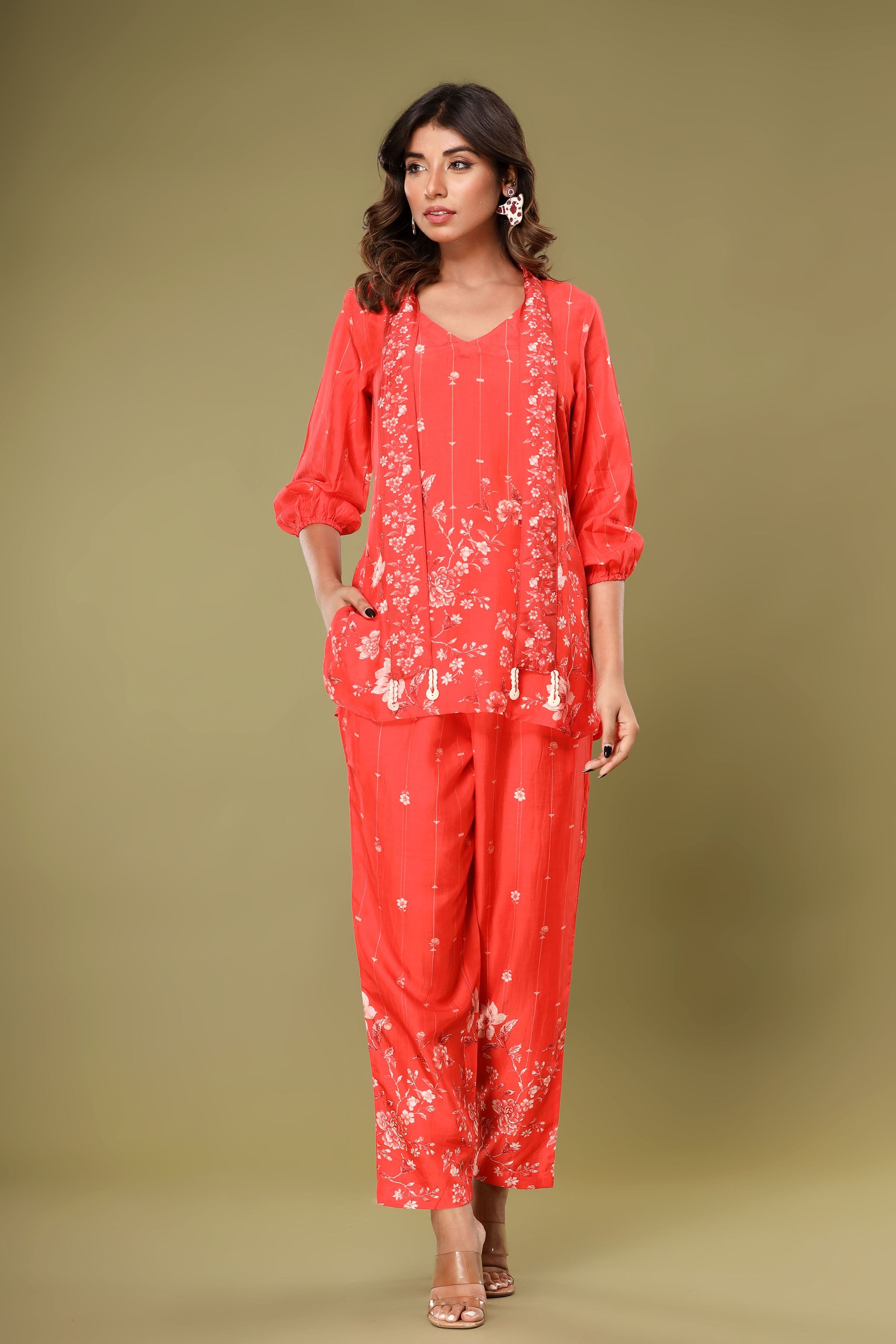Roshni Crimson Muslin Co-ord Set