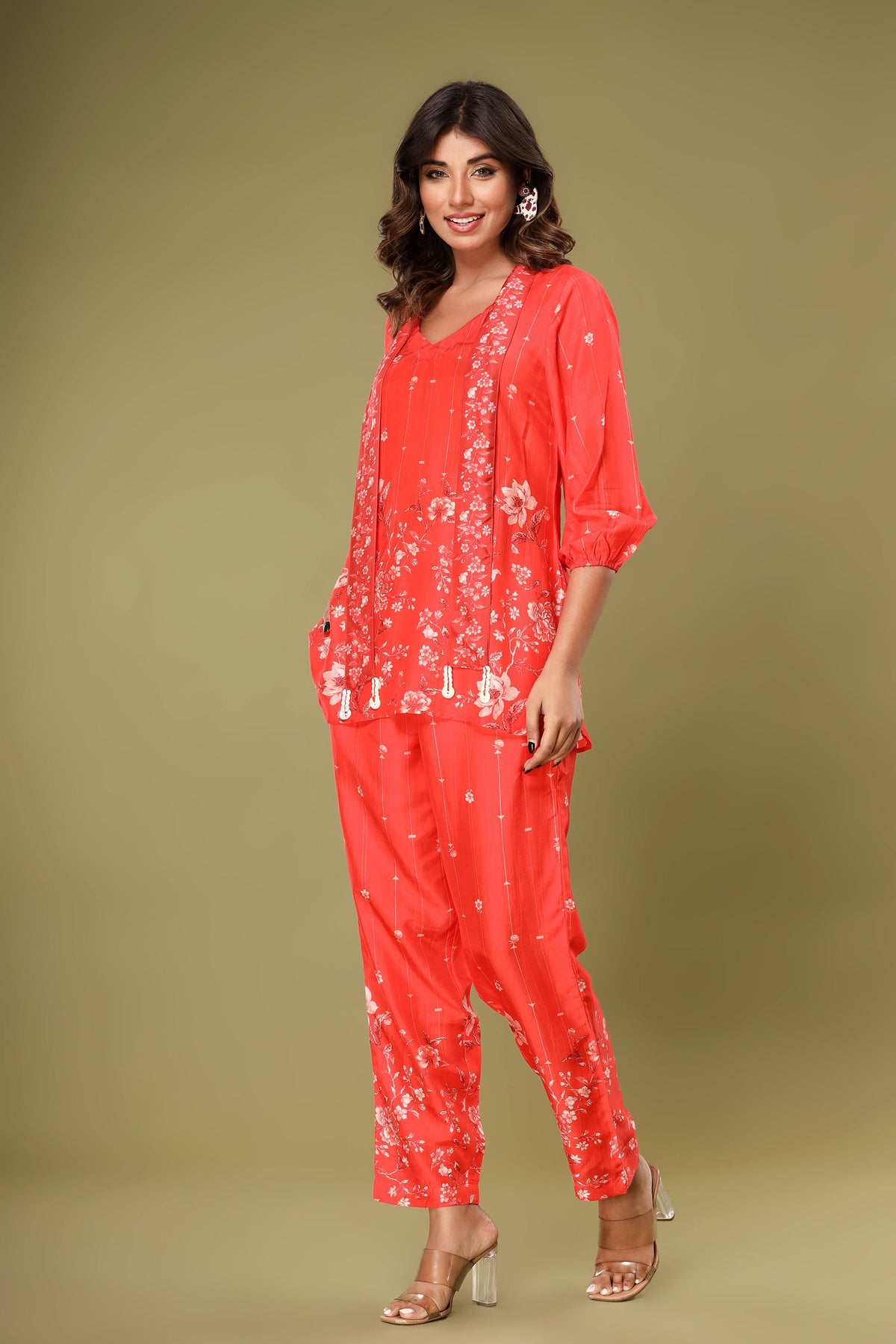 Roshni Crimson Muslin Co-ord Set