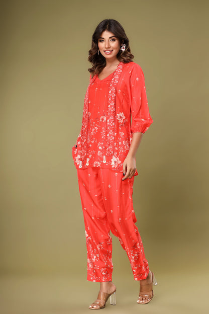 Roshni Crimson Muslin Co-ord Set