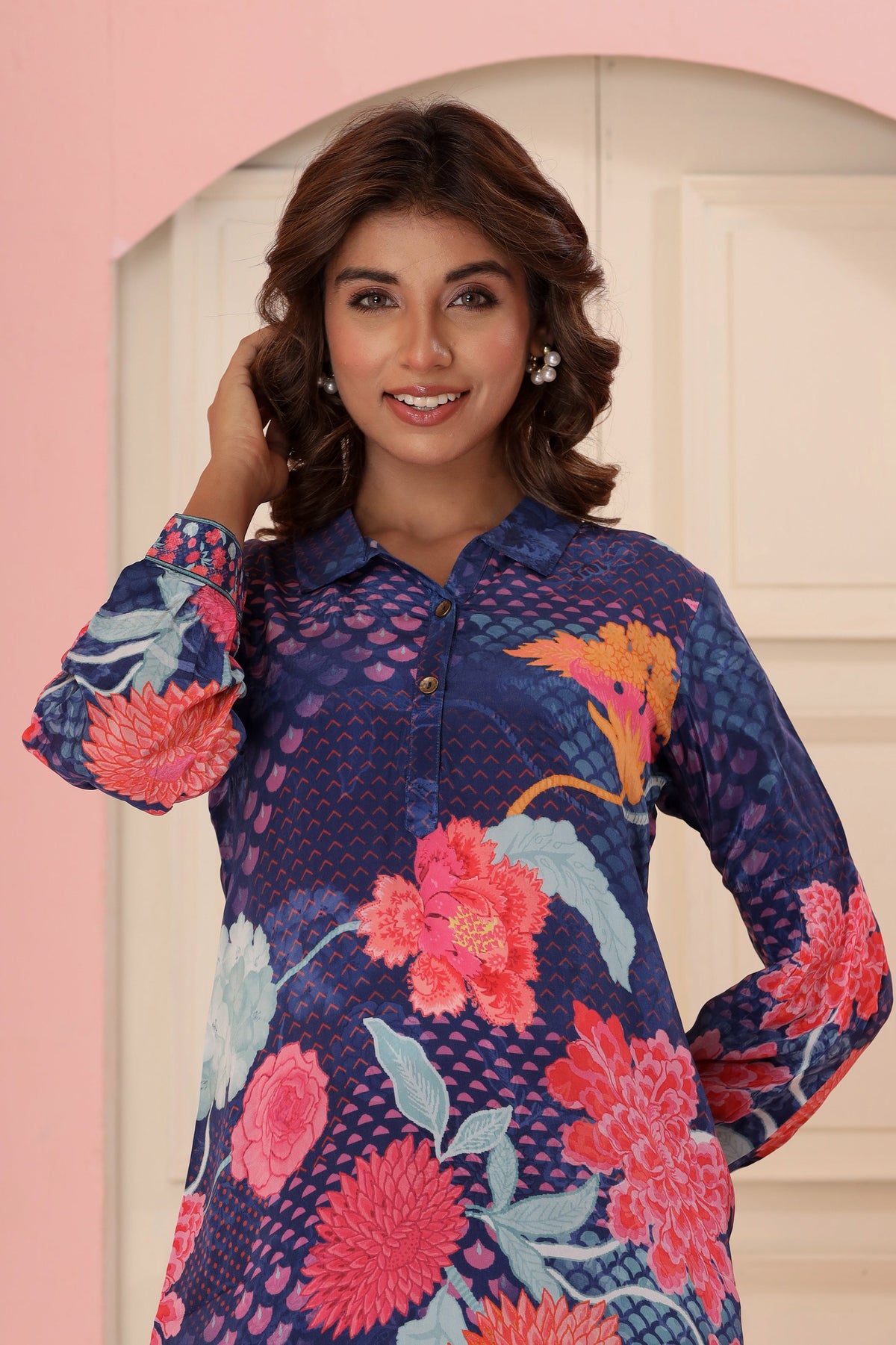 Dhwani Indigo Digital Print Pure Crepe Premium Co-ord Set