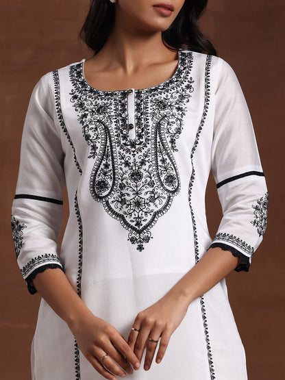 Women Ethnic Motifs Embroidered Regular Thread Work Kurta with Trousers & With Dupatta
