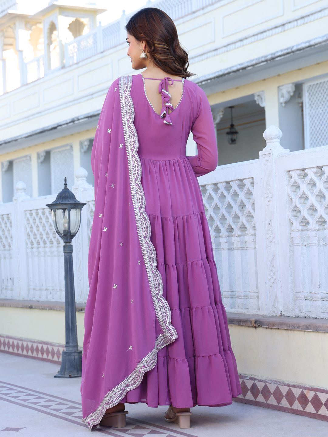 Dhiyona KL Women Layered Kurta with Palazzos & With Dupatta