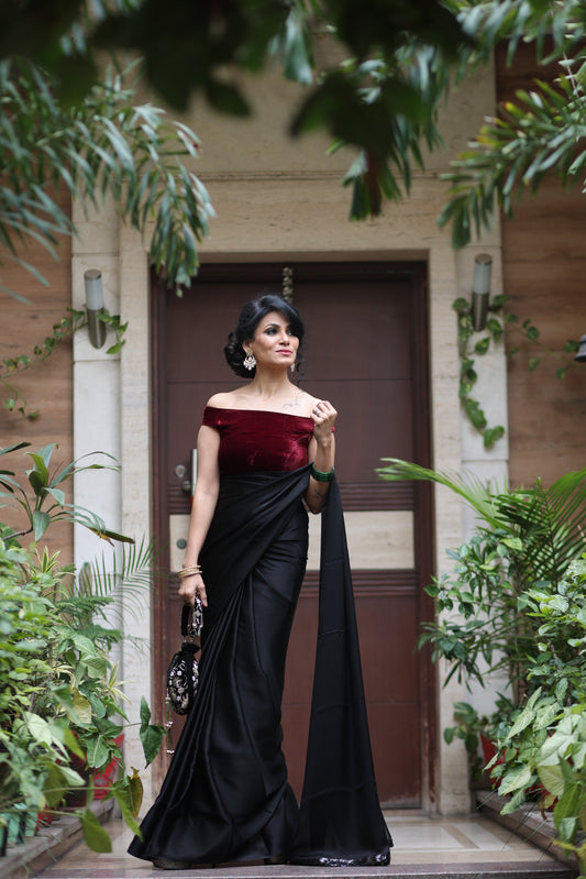 Dhiyona ST Sangria Velvet Blouse