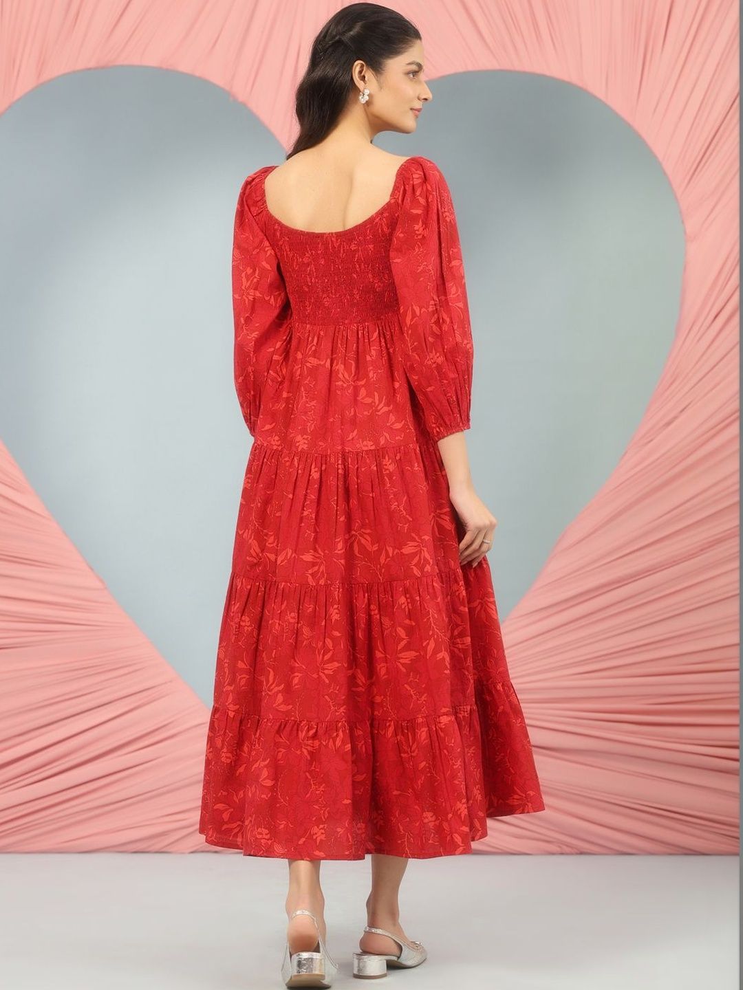 Dhiyona AY Women's Printed Cotton Fit & Flared Maxi Ethnic Dresses